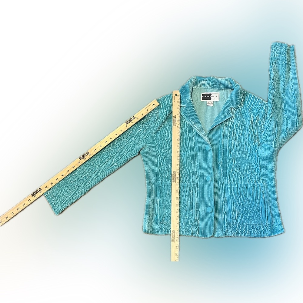 Rhonda Stark Crinkle Textured Blazer in Seafoam size M - Picture 6 of 11